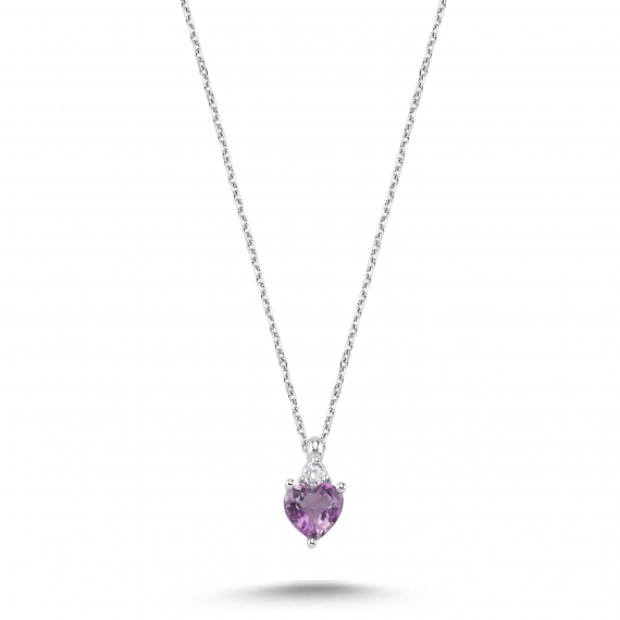 0.50 Carat Amethyst Diamond Necklace