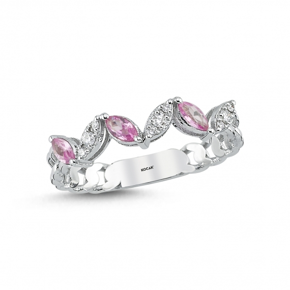 0.23 Carat Colored Stone-set Diamond Ring