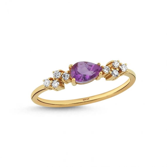 0.54 Carat Amethyst Diamond Ring