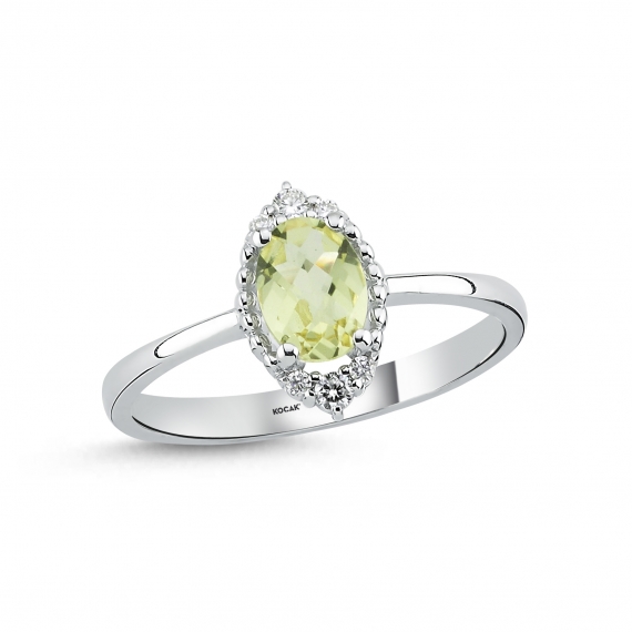 0.80 Carat Colored Stone-set Diamond Ring
