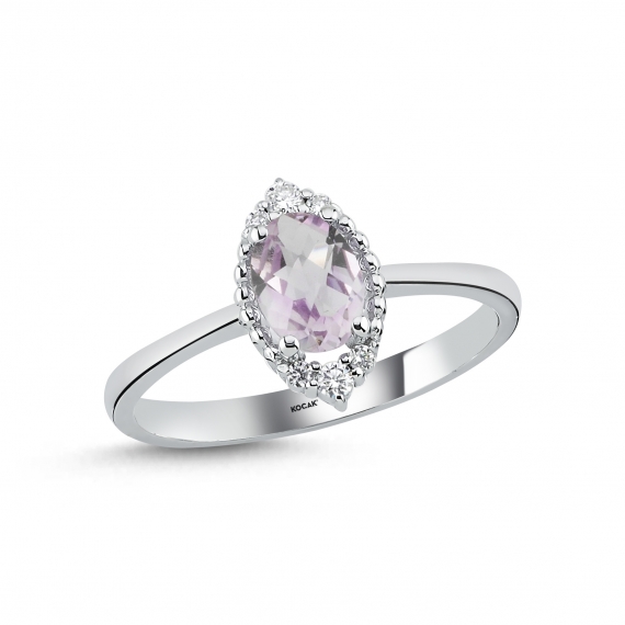 0.64 Carat Amethyst Diamond Ring