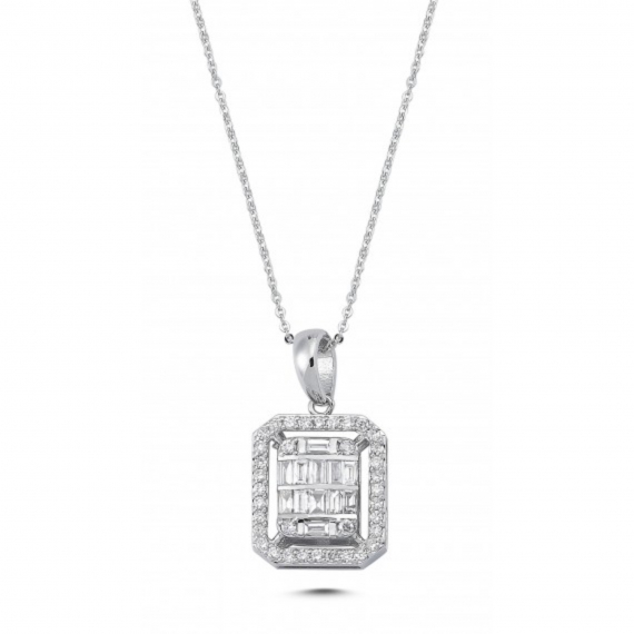 0.40 Carat Baguette Stone-set Diamond Necklace